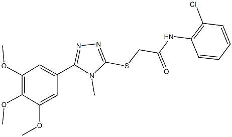 N-(2-chlorophenyl)-2-({4-methyl-5-[3,4,5-tris(methyloxy)phenyl]-4H-1,2,4-triazol-3-yl}sulfanyl)acetamide Struktur