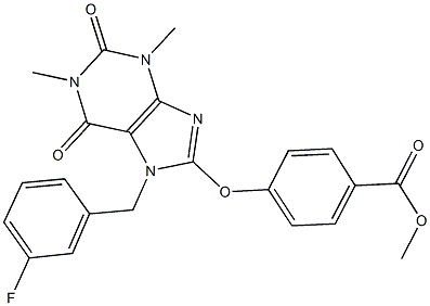 methyl 4-{[7-(3-fluorobenzyl)-1,3-dimethyl-2,6-dioxo-2,3,6,7-tetrahydro-1H-purin-8-yl]oxy}benzoate Struktur