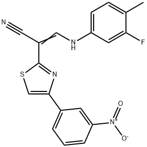 3-(3-fluoro-4-methylanilino)-2-(4-{3-nitrophenyl}-1,3-thiazol-2-yl)acrylonitrile Struktur