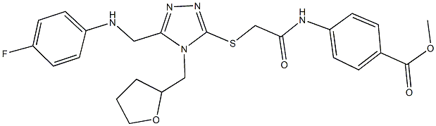 methyl 4-[({[5-[(4-fluoroanilino)methyl]-4-(tetrahydro-2-furanylmethyl)-4H-1,2,4-triazol-3-yl]sulfanyl}acetyl)amino]benzoate Struktur