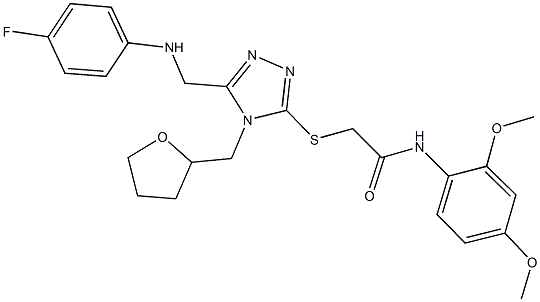 N-(2,4-dimethoxyphenyl)-2-{[5-[(4-fluoroanilino)methyl]-4-(tetrahydro-2-furanylmethyl)-4H-1,2,4-triazol-3-yl]sulfanyl}acetamide Struktur