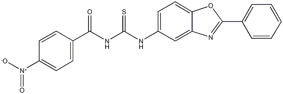 N-{4-nitrobenzoyl}-N'-(2-phenyl-1,3-benzoxazol-5-yl)thiourea Struktur