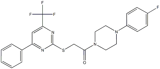 2-[4-(4-fluorophenyl)-1-piperazinyl]-2-oxoethyl 4-phenyl-6-(trifluoromethyl)-2-pyrimidinyl sulfide Struktur