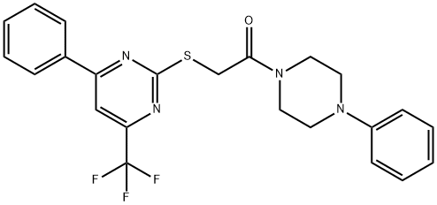 2-oxo-2-(4-phenyl-1-piperazinyl)ethyl 4-phenyl-6-(trifluoromethyl)-2-pyrimidinyl sulfide Struktur