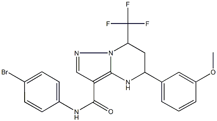 N-(4-bromophenyl)-5-[3-(methyloxy)phenyl]-7-(trifluoromethyl)-4,5,6,7-tetrahydropyrazolo[1,5-a]pyrimidine-3-carboxamide Struktur