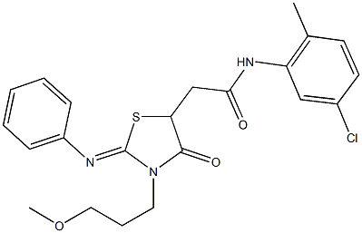 N-(5-chloro-2-methylphenyl)-2-[3-(3-methoxypropyl)-4-oxo-2-(phenylimino)-1,3-thiazolidin-5-yl]acetamide Struktur