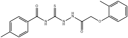 4-methyl-N-({2-[(2-methylphenoxy)acetyl]hydrazino}carbothioyl)benzamide Struktur