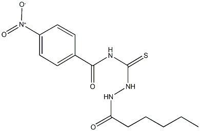 N-[(2-hexanoylhydrazino)carbothioyl]-4-nitrobenzamide Struktur