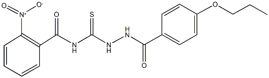 2-nitro-N-{[2-(4-propoxybenzoyl)hydrazino]carbothioyl}benzamide Struktur