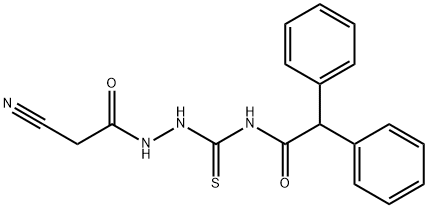 N-{[2-(cyanoacetyl)hydrazino]carbothioyl}-2,2-diphenylacetamide Struktur