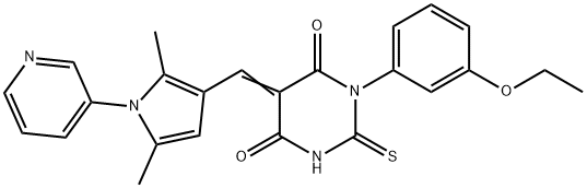 5-{[2,5-dimethyl-1-(3-pyridinyl)-1H-pyrrol-3-yl]methylene}-1-(3-ethoxyphenyl)-2-thioxodihydro-4,6(1H,5H)-pyrimidinedione Struktur