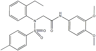 N-(3,4-dimethoxyphenyl)-2-{2-ethyl[(4-methylphenyl)sulfonyl]anilino}acetamide Struktur