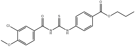 propyl 4-({[(3-chloro-4-methoxybenzoyl)amino]carbothioyl}amino)benzoate Struktur