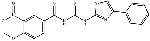 N-{3-nitro-4-methoxybenzoyl}-N'-(4-phenyl-1,3-thiazol-2-yl)thiourea Struktur