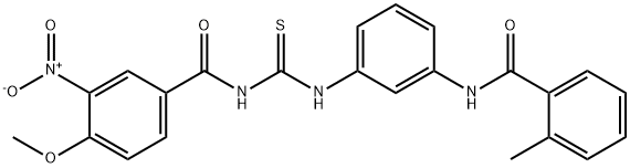 N-(3-{[({3-nitro-4-methoxybenzoyl}amino)carbothioyl]amino}phenyl)-2-methylbenzamide Struktur