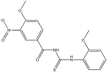 N-{3-nitro-4-methoxybenzoyl}-N'-(2-methoxyphenyl)thiourea Struktur