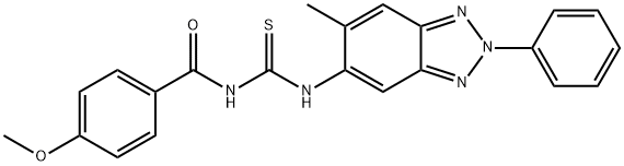 N-(4-methoxybenzoyl)-N'-(6-methyl-2-phenyl-2H-1,2,3-benzotriazol-5-yl)thiourea Struktur