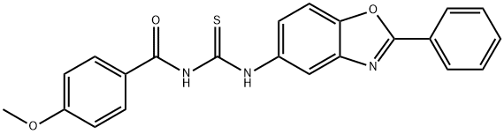 N-(4-methoxybenzoyl)-N'-(2-phenyl-1,3-benzoxazol-5-yl)thiourea Struktur