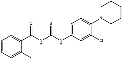 N-[3-chloro-4-(1-piperidinyl)phenyl]-N'-(2-methylbenzoyl)thiourea Struktur