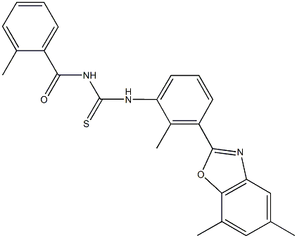 N-[3-(5,7-dimethyl-1,3-benzoxazol-2-yl)-2-methylphenyl]-N'-(2-methylbenzoyl)thiourea Struktur