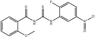 N-{2-fluoro-5-nitrophenyl}-N'-(2-methoxybenzoyl)thiourea Struktur