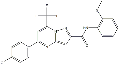 5-(4-methoxyphenyl)-N-[2-(methylsulfanyl)phenyl]-7-(trifluoromethyl)pyrazolo[1,5-a]pyrimidine-2-carboxamide Struktur