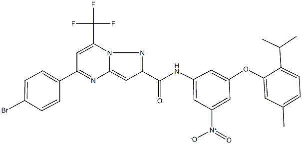 5-(4-bromophenyl)-N-[3-nitro-5-(2-isopropyl-5-methylphenoxy)phenyl]-7-(trifluoromethyl)pyrazolo[1,5-a]pyrimidine-2-carboxamide Struktur