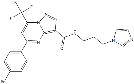 5-(4-bromophenyl)-N-[3-(1H-imidazol-1-yl)propyl]-7-(trifluoromethyl)pyrazolo[1,5-a]pyrimidine-3-carboxamide Struktur