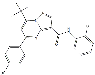 5-(4-bromophenyl)-N-(2-chloro-3-pyridinyl)-7-(trifluoromethyl)pyrazolo[1,5-a]pyrimidine-3-carboxamide Struktur