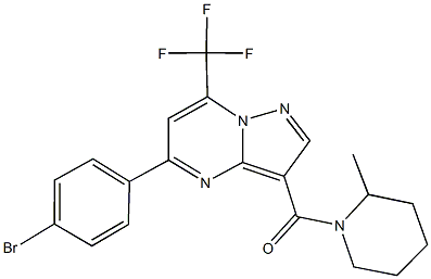 5-(4-bromophenyl)-3-[(2-methyl-1-piperidinyl)carbonyl]-7-(trifluoromethyl)pyrazolo[1,5-a]pyrimidine Struktur