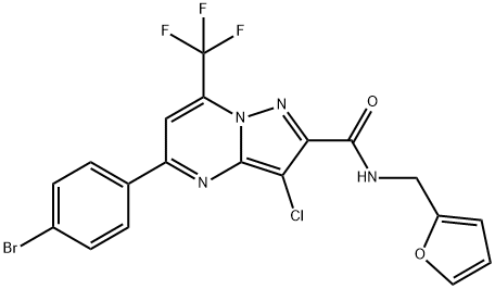 5-(4-bromophenyl)-3-chloro-N-(2-furylmethyl)-7-(trifluoromethyl)pyrazolo[1,5-a]pyrimidine-2-carboxamide Struktur