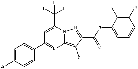 5-(4-bromophenyl)-3-chloro-N-(3-chloro-2-methylphenyl)-7-(trifluoromethyl)pyrazolo[1,5-a]pyrimidine-2-carboxamide Struktur