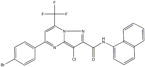 5-(4-bromophenyl)-3-chloro-N-(1-naphthyl)-7-(trifluoromethyl)pyrazolo[1,5-a]pyrimidine-2-carboxamide Struktur