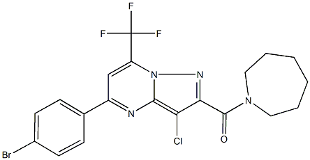 2-(1-azepanylcarbonyl)-5-(4-bromophenyl)-3-chloro-7-(trifluoromethyl)pyrazolo[1,5-a]pyrimidine Struktur