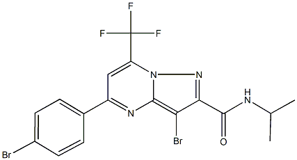 3-bromo-5-(4-bromophenyl)-N-isopropyl-7-(trifluoromethyl)pyrazolo[1,5-a]pyrimidine-2-carboxamide Struktur