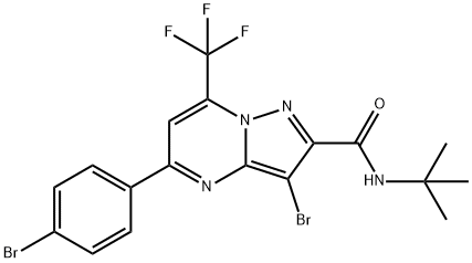 3-bromo-5-(4-bromophenyl)-N-(tert-butyl)-7-(trifluoromethyl)pyrazolo[1,5-a]pyrimidine-2-carboxamide Struktur