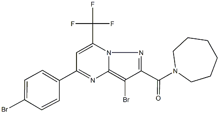 2-(1-azepanylcarbonyl)-3-bromo-5-(4-bromophenyl)-7-(trifluoromethyl)pyrazolo[1,5-a]pyrimidine Struktur