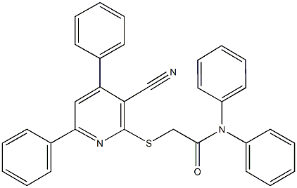 2-[(3-cyano-4,6-diphenyl-2-pyridinyl)sulfanyl]-N,N-diphenylacetamide Struktur