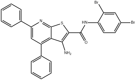 3-amino-N-(2,4-dibromophenyl)-4,6-diphenylthieno[2,3-b]pyridine-2-carboxamide Struktur