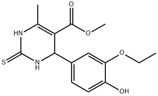 methyl 4-(3-ethoxy-4-hydroxyphenyl)-6-methyl-2-thioxo-1,2,3,4-tetrahydro-5-pyrimidinecarboxylate Struktur