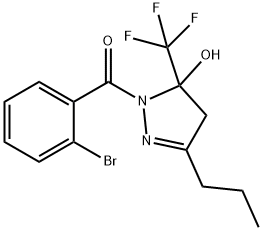 1-(2-bromobenzoyl)-3-propyl-5-(trifluoromethyl)-4,5-dihydro-1H-pyrazol-5-ol Struktur