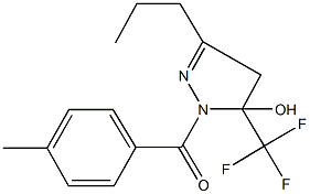 1-(4-methylbenzoyl)-3-propyl-5-(trifluoromethyl)-4,5-dihydro-1H-pyrazol-5-ol Struktur