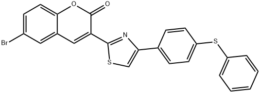 6-bromo-3-{4-[4-(phenylsulfanyl)phenyl]-1,3-thiazol-2-yl}-2H-chromen-2-one Struktur