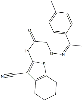 N-(3-cyano-4,5,6,7-tetrahydro-1-benzothien-2-yl)-2-({[1-(4-methylphenyl)ethylidene]amino}oxy)acetamide Struktur