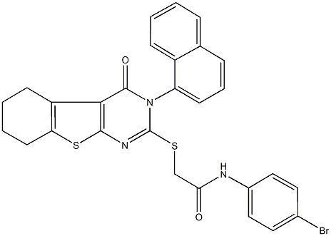 N-(4-bromophenyl)-2-{[3-(1-naphthyl)-4-oxo-3,4,5,6,7,8-hexahydro[1]benzothieno[2,3-d]pyrimidin-2-yl]sulfanyl}acetamide Struktur