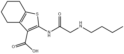 2-{[(butylamino)acetyl]amino}-4,5,6,7-tetrahydro-1-benzothiophene-3-carboxylic acid Struktur