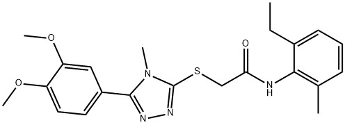 2-{[5-(3,4-dimethoxyphenyl)-4-methyl-4H-1,2,4-triazol-3-yl]sulfanyl}-N-(2-ethyl-6-methylphenyl)acetamide Struktur