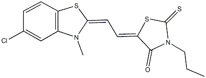 5-[2-(5-chloro-3-methyl-1,3-benzothiazol-2(3H)-ylidene)ethylidene]-3-propyl-2-thioxo-1,3-thiazolidin-4-one Struktur