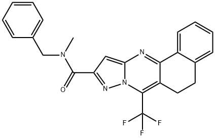 N-benzyl-N-methyl-7-(trifluoromethyl)-5,6-dihydrobenzo[h]pyrazolo[5,1-b]quinazoline-10-carboxamide Struktur