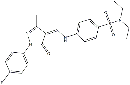 N,N-diethyl-4-({[1-(4-fluorophenyl)-3-methyl-5-oxo-1,5-dihydro-4H-pyrazol-4-ylidene]methyl}amino)benzenesulfonamide Struktur